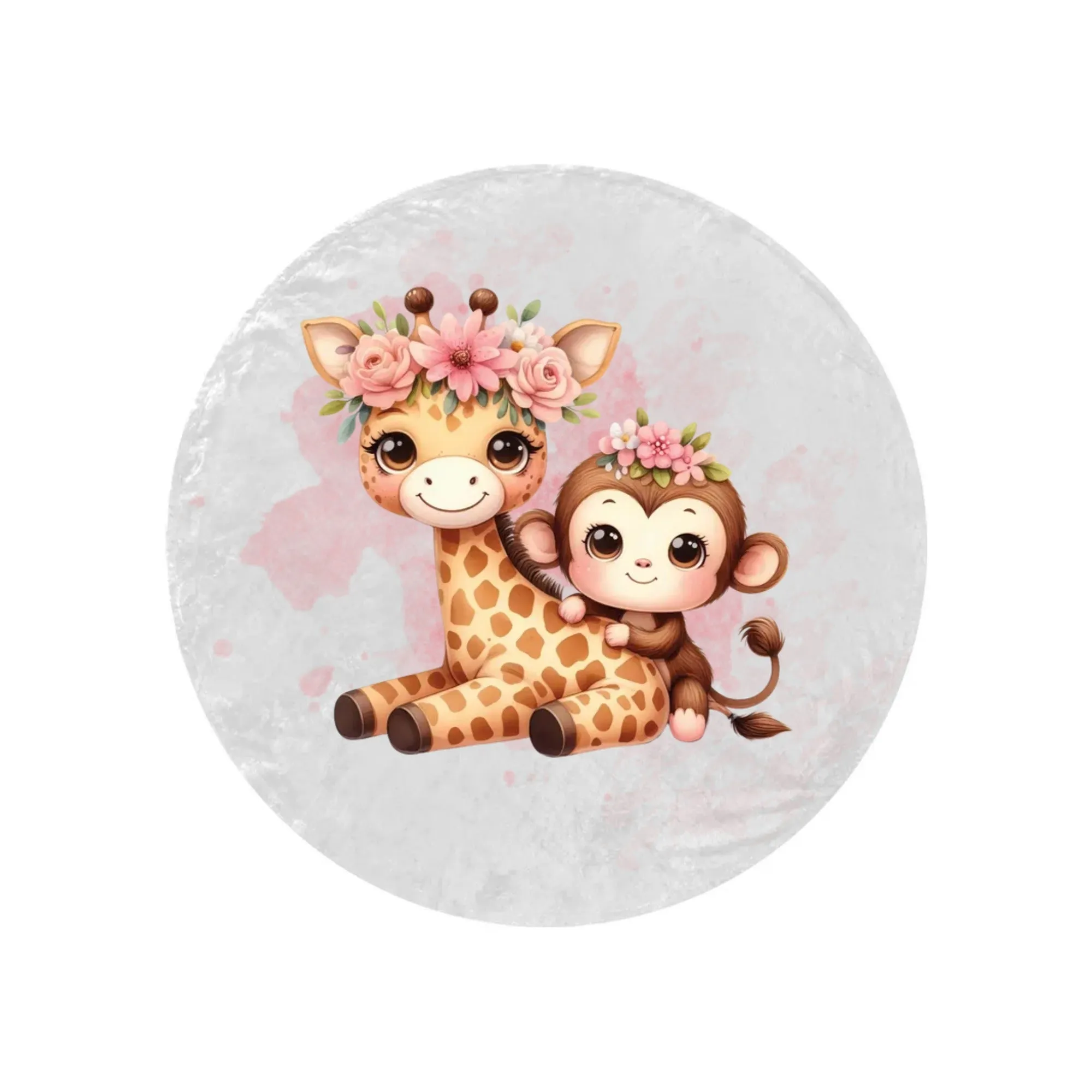 Round Blanket Giraffe and Monkey