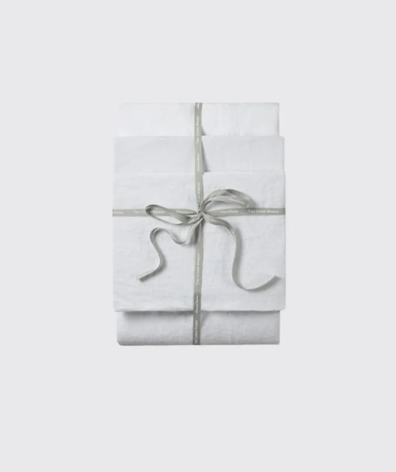 SAMPLE SALE<br>Classic White Linen Fitted Sheet<br>King Size