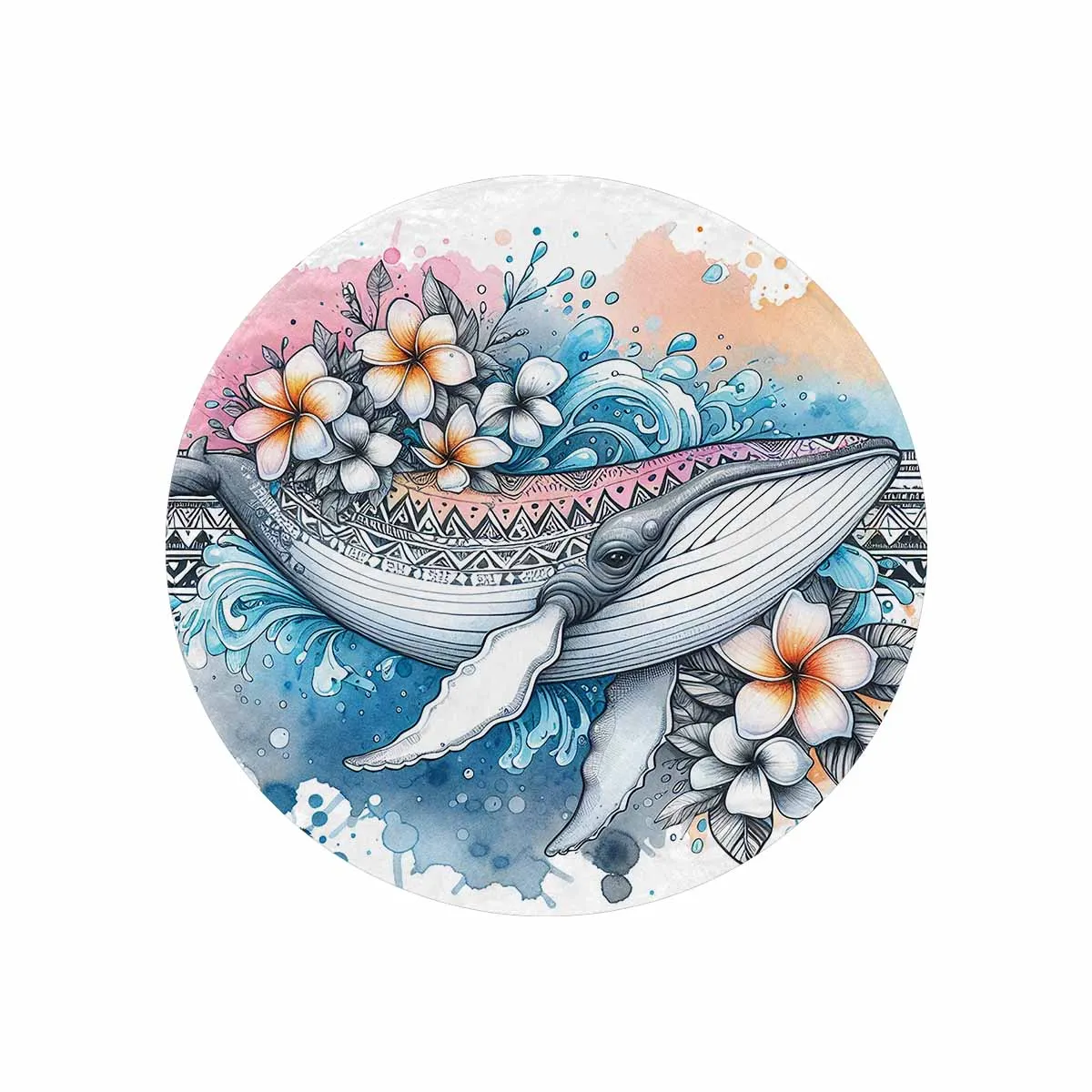 Sea_Animals_Whale_Awd35197  Circular Micro Fleece Blanket 60"