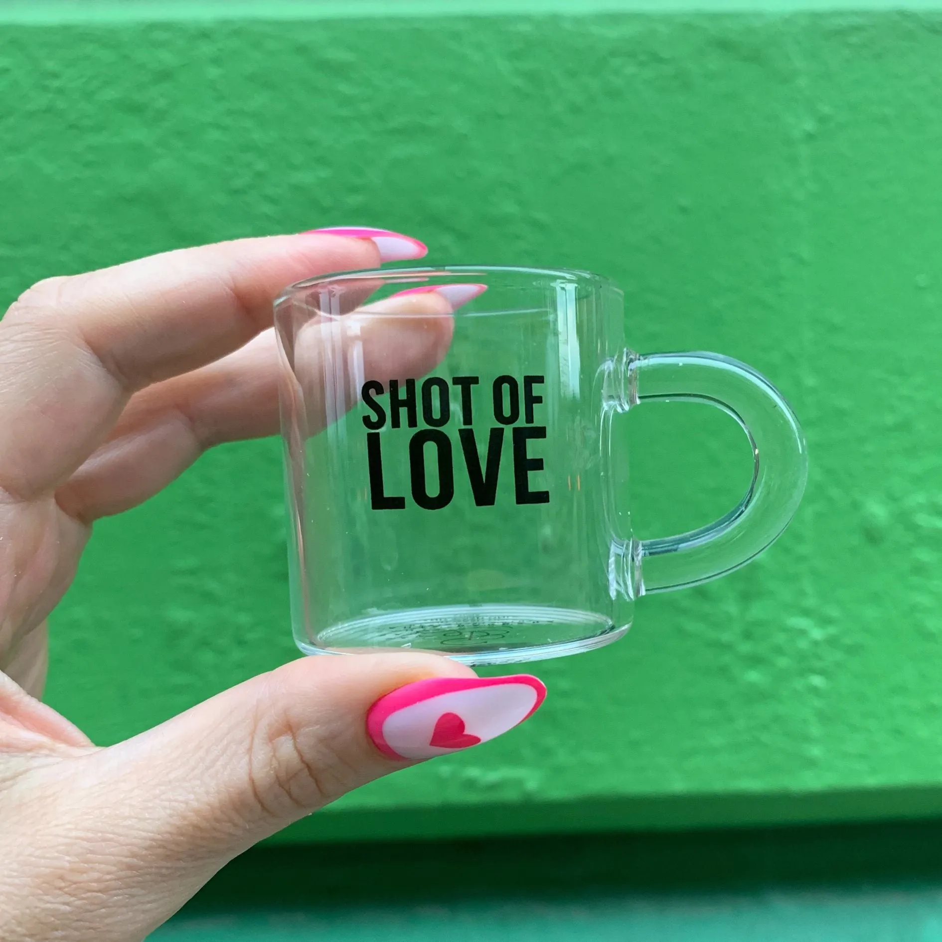 Set of 4 Shot of Love Glass Espresso Cup | Coffee Tea Clear Mug