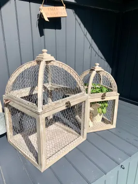 Set Of Two Chicken Wire Cage Lanterns