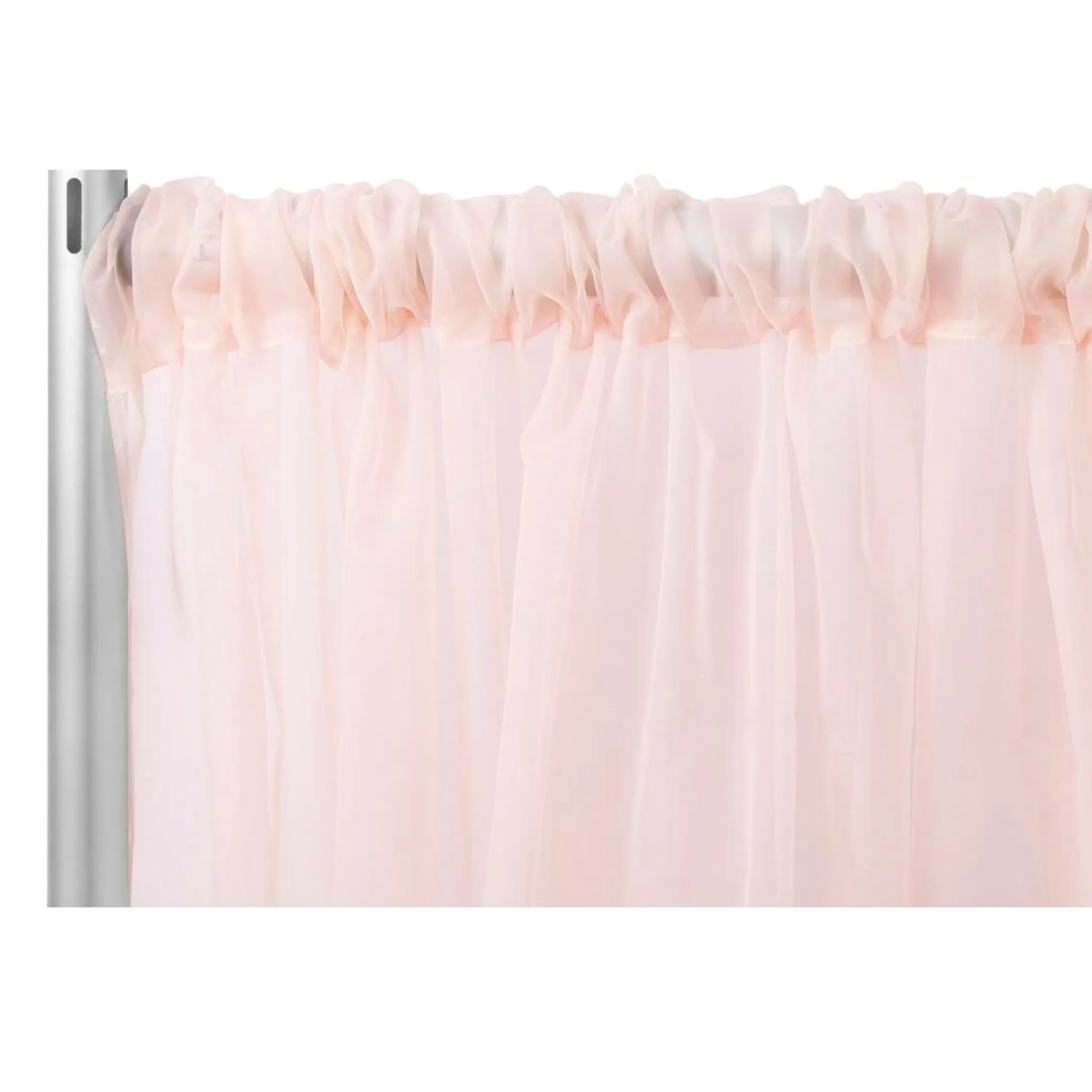 Sheer Voile Flame Retardant (FR) 12ft H x 118" W Drape/Backdrop Curtain Panel - Blush/Rose Gold