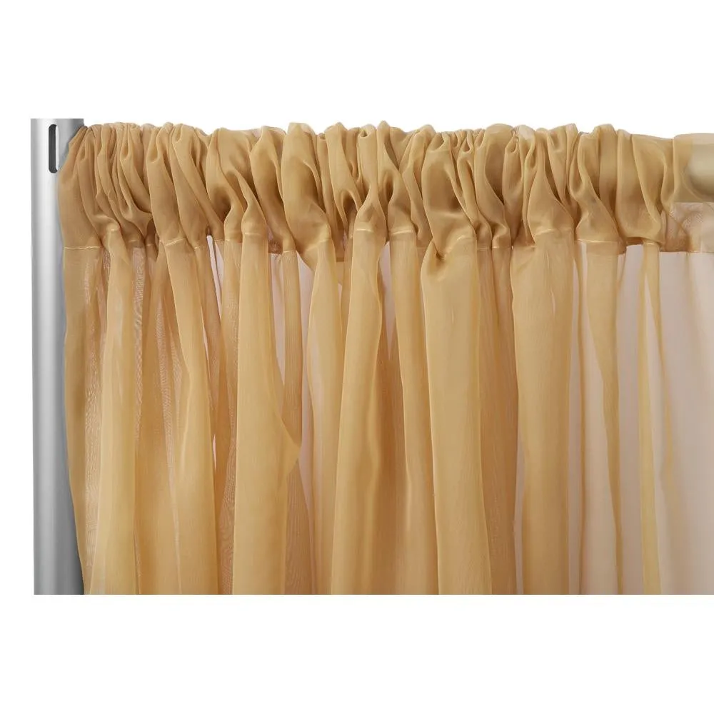 Sheer Voile Flame Retardant (FR) 12ft H x 118" W Drape/Backdrop Curtain Panel - Gold