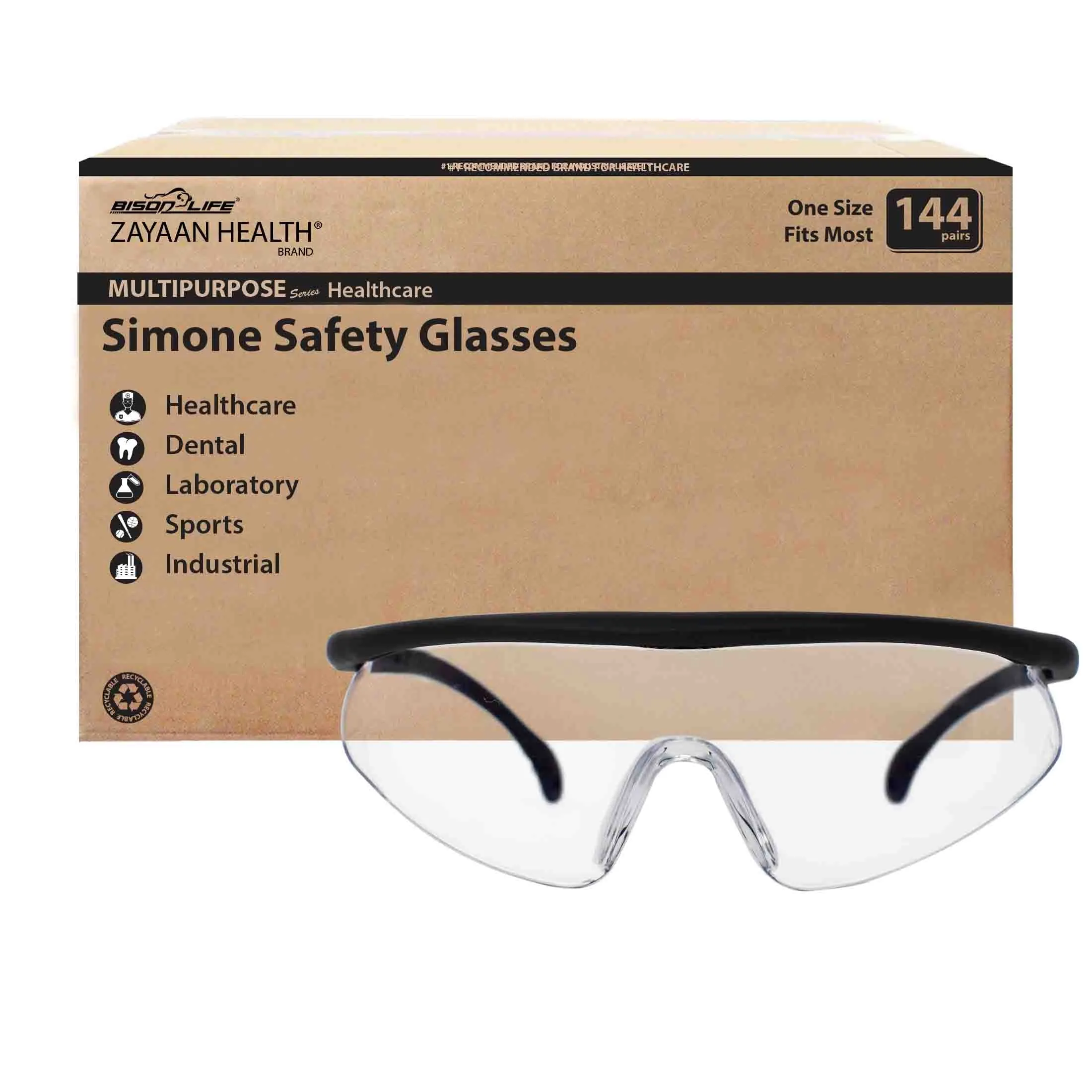 Simone Fully Adjustable Temple Safety Glasses, Anti Scratch-Fog Lens