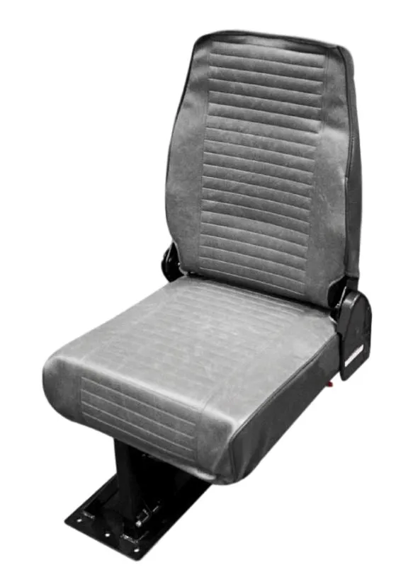 Single Mid Back BV Foldaway Bus Seat in Gray Vinyl - Curb Side