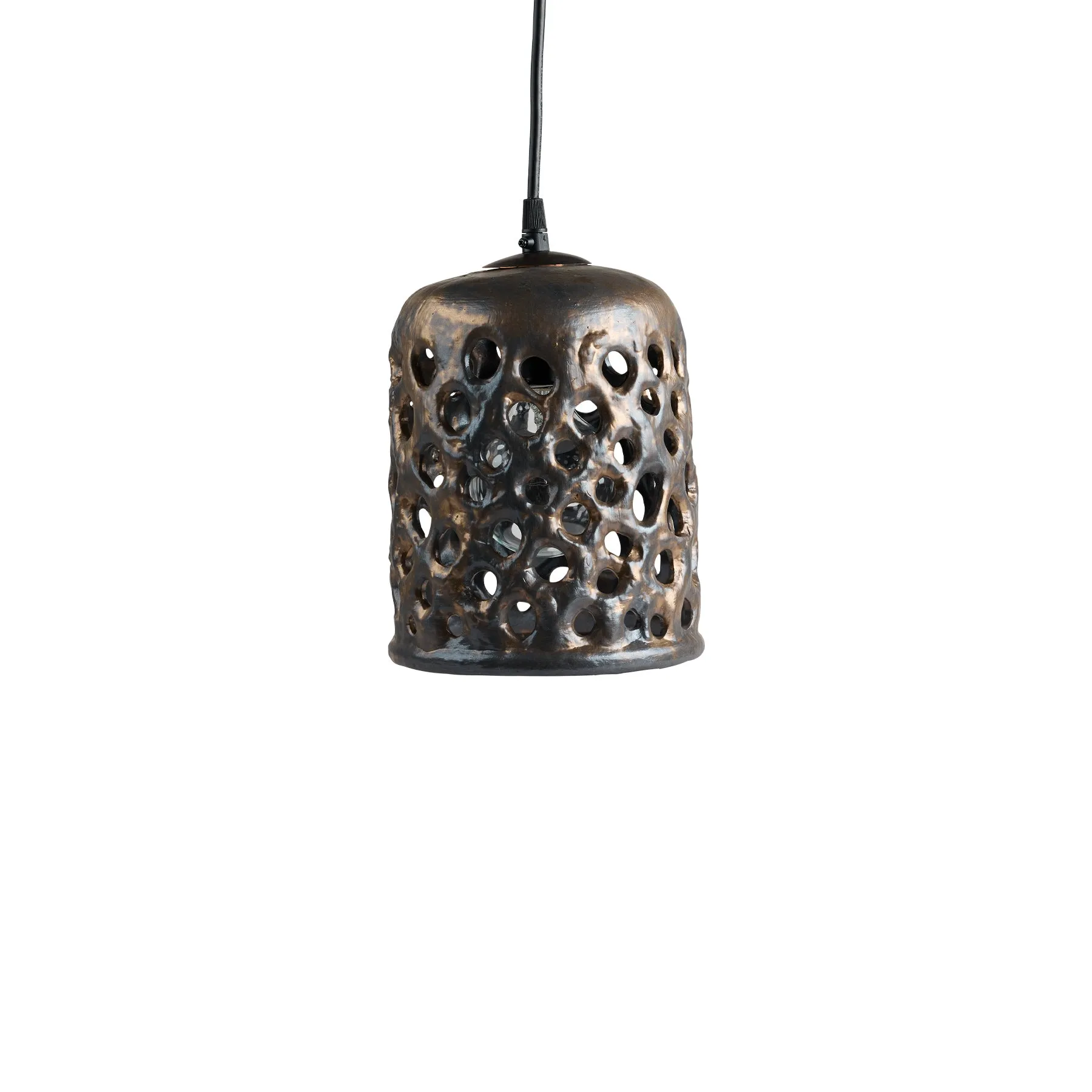 Small Cylinder Hanging Lantern in Bronze