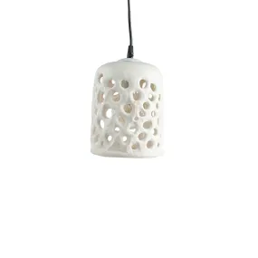 Small Cylinder Hanging Lantern in White