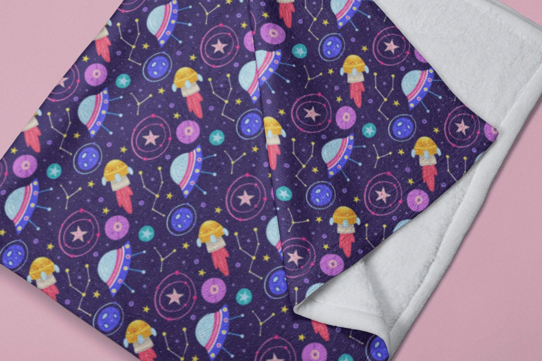 Space Galaxy Stars Spaceship Soft Fluffy Velvet Flannel Fleece Throw Blanket