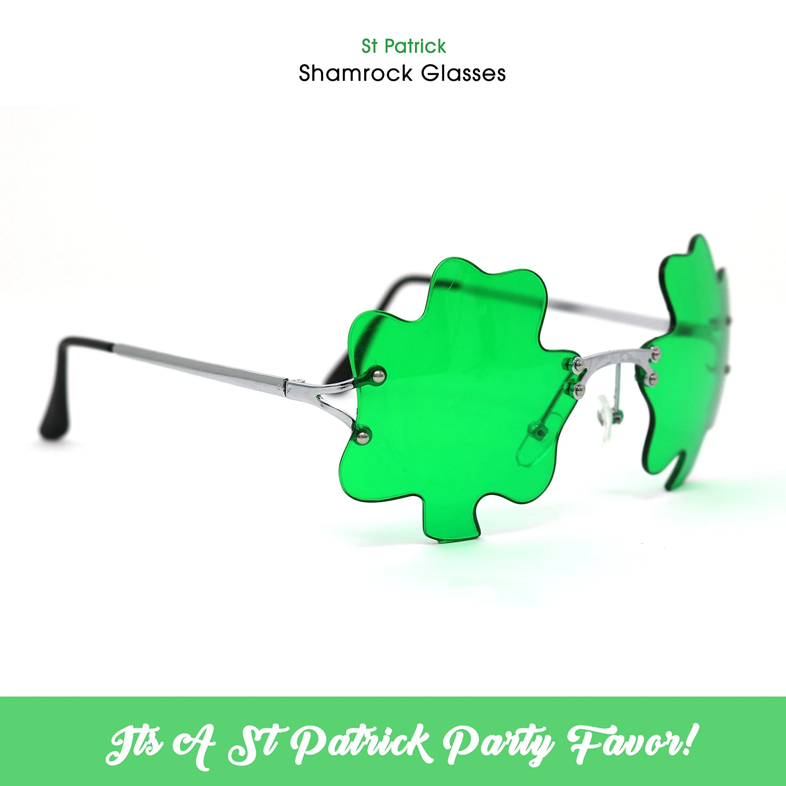 St. Patricks Day Irish Shamrock Leaves Green Leprechaun Costume Glasses, 1 Pair