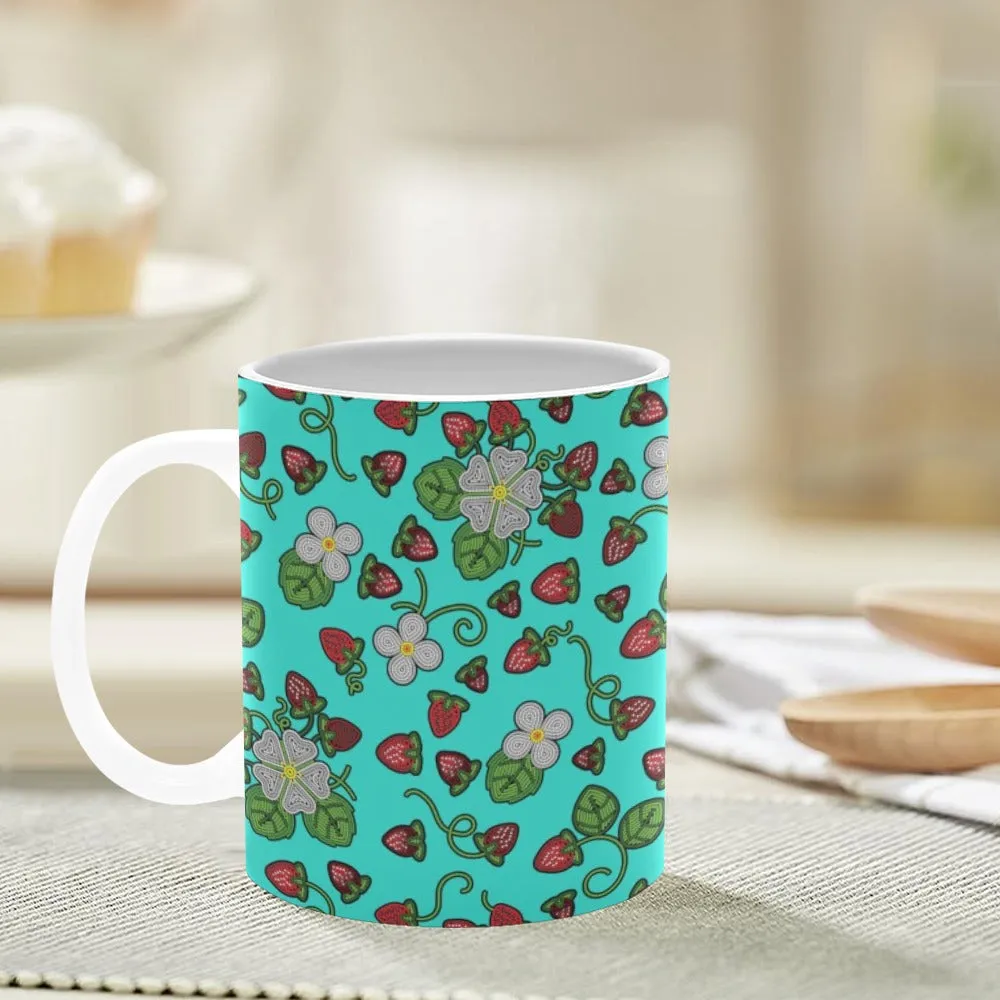 Strawberry Dreams Turquoise White Mug(11OZ)