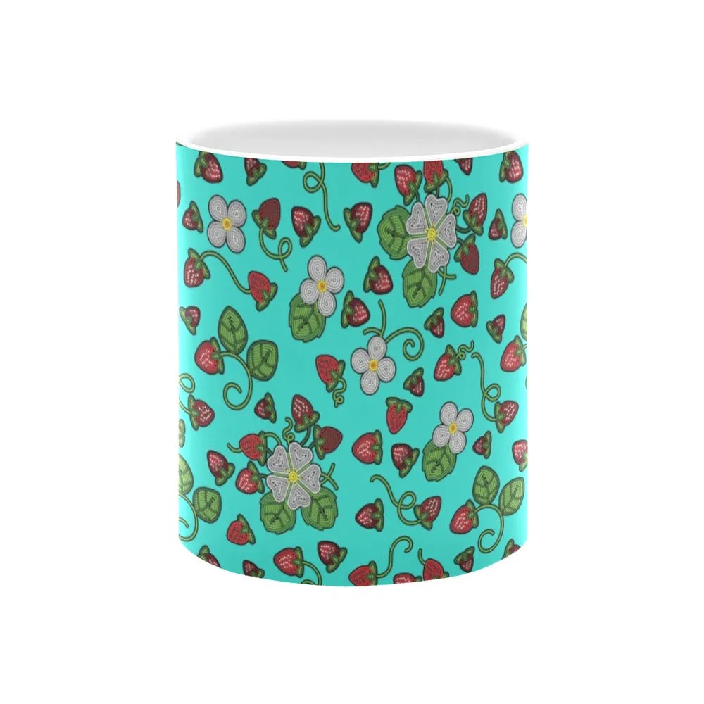 Strawberry Dreams Turquoise White Mug(11OZ)