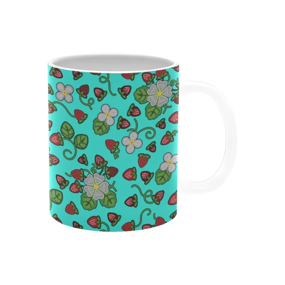 Strawberry Dreams Turquoise White Mug(11OZ)