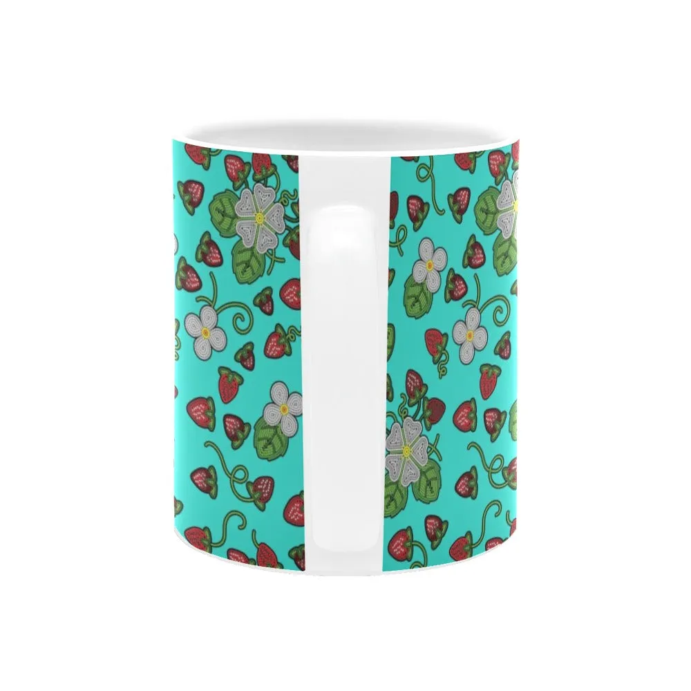 Strawberry Dreams Turquoise White Mug(11OZ)