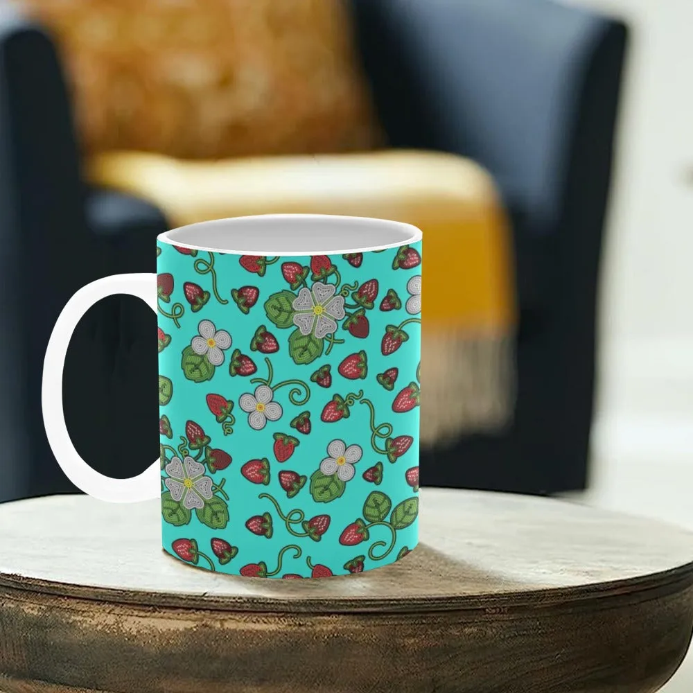 Strawberry Dreams Turquoise White Mug(11OZ)