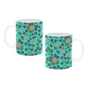 Strawberry Dreams Turquoise White Mug(11OZ)