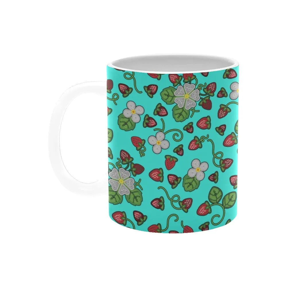 Strawberry Dreams Turquoise White Mug(11OZ)