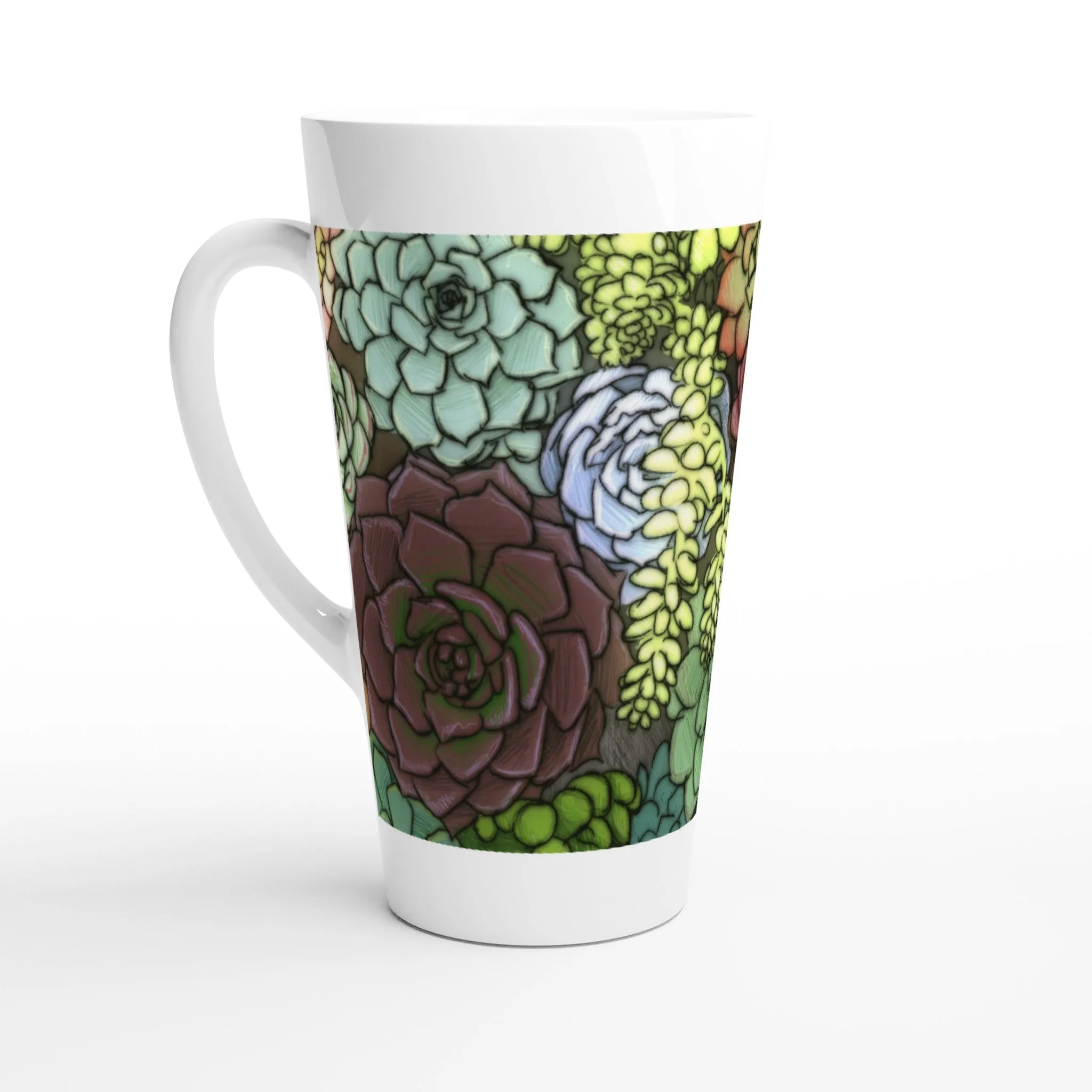 Succulent Cup - White Latte 17oz Ceramic Mug