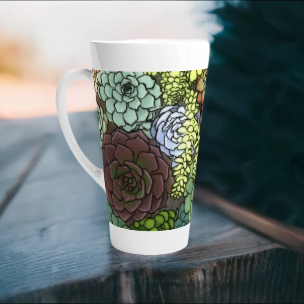 Succulent Cup - White Latte 17oz Ceramic Mug