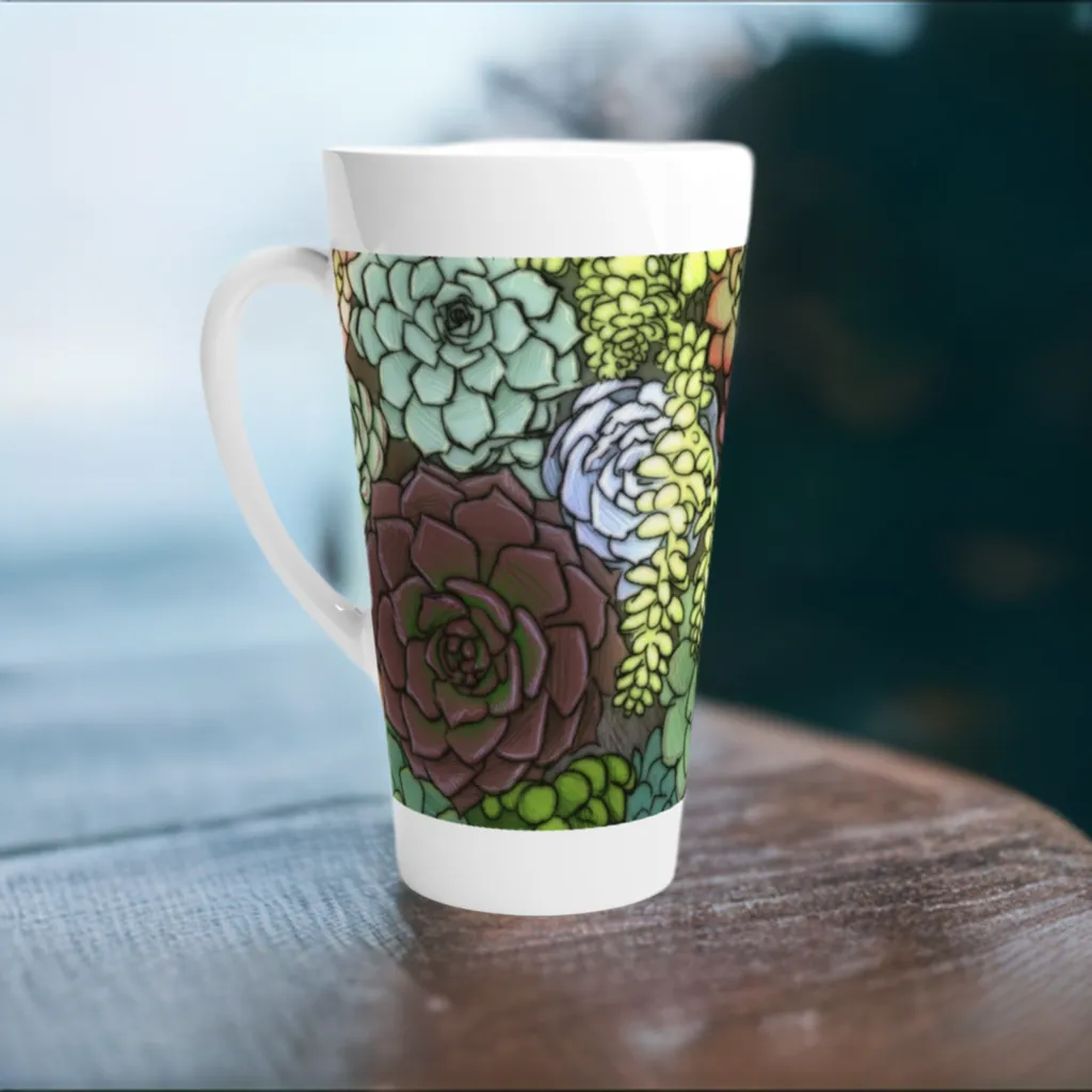 Succulent Cup - White Latte 17oz Ceramic Mug