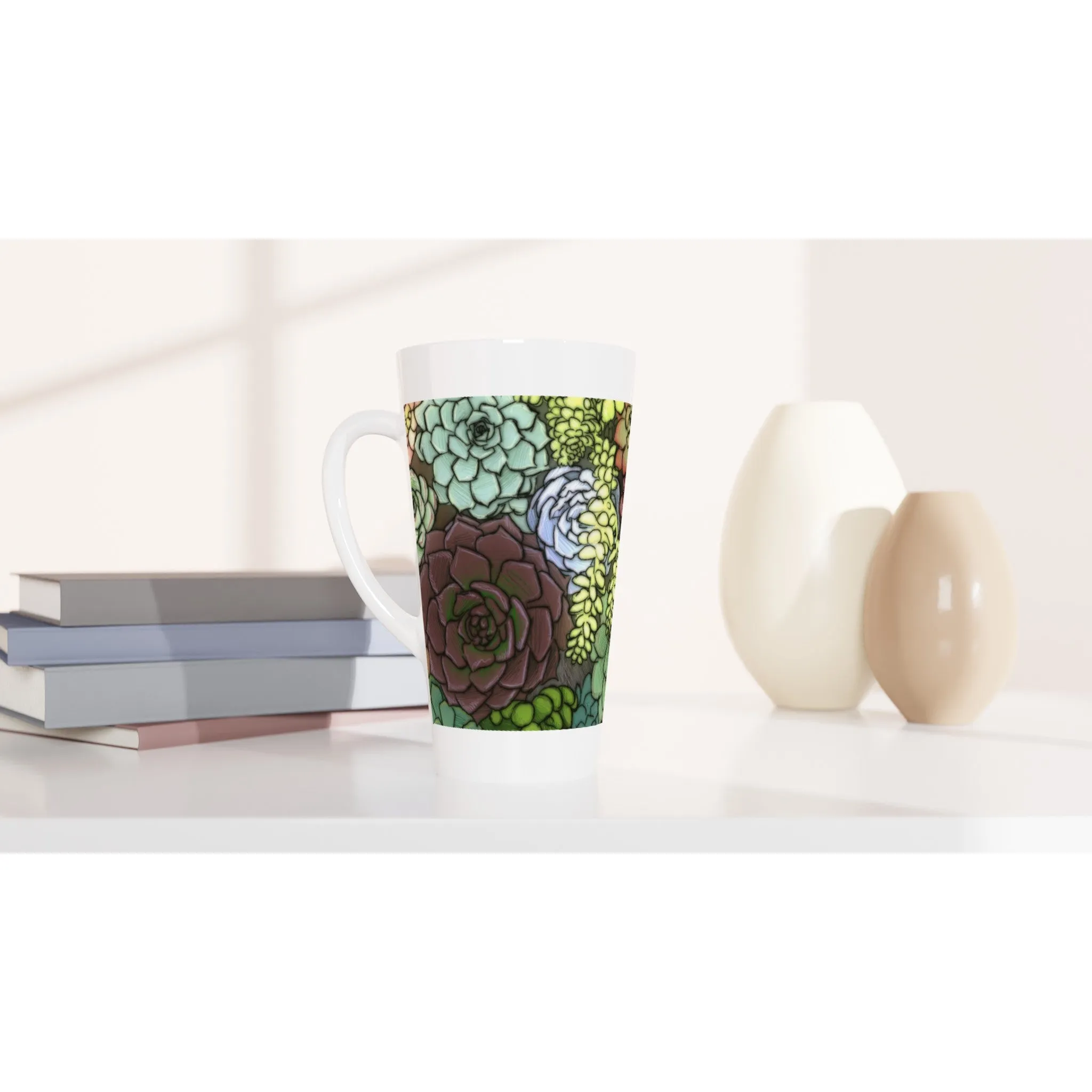 Succulent Cup - White Latte 17oz Ceramic Mug