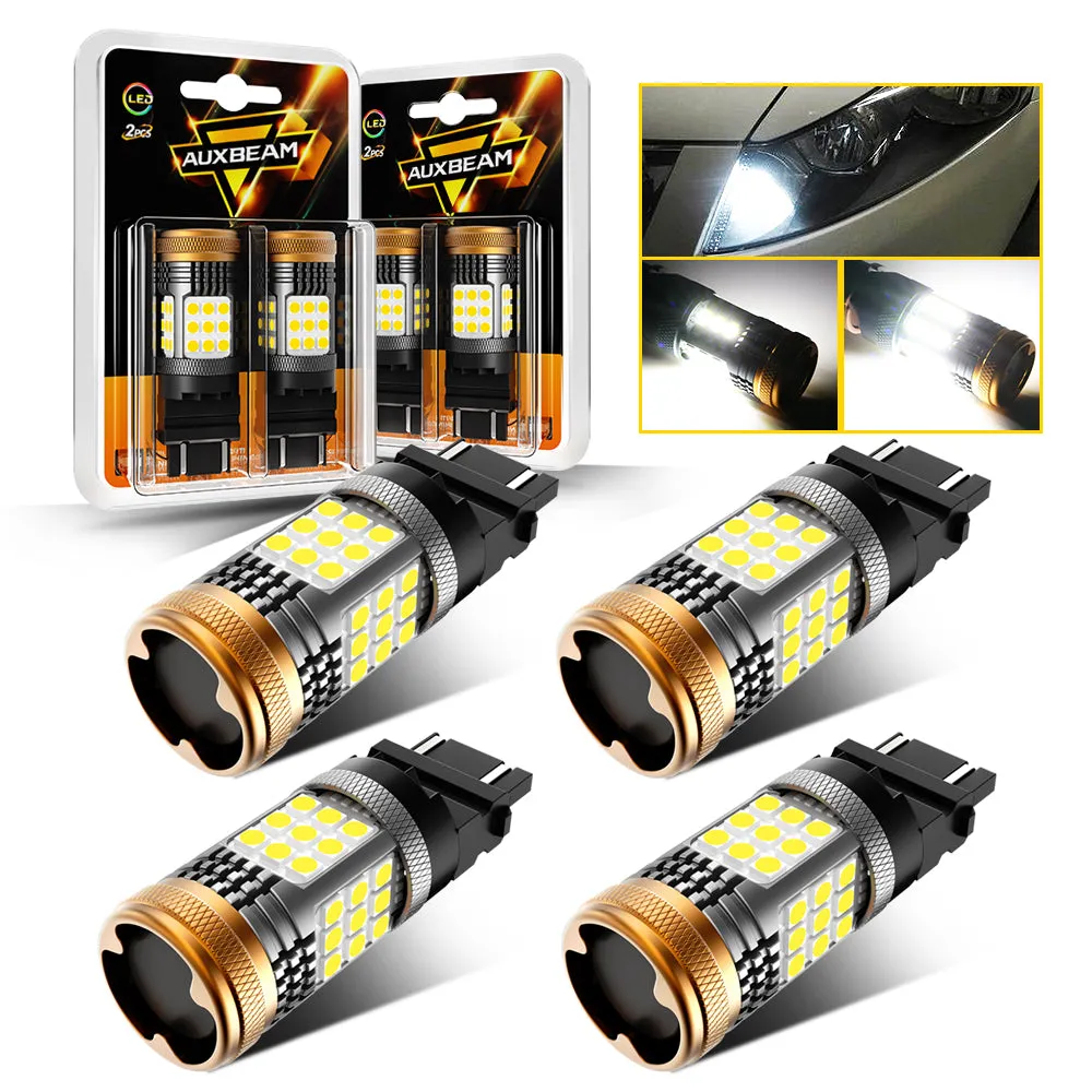 T25 3157 3156 LED Backup Reverse/Turn Signal/Brake Tail Light Bulbs 56W 600% High Brightness CAN-Bus Error Free 6500K White B21 Series | 2 Bulbs