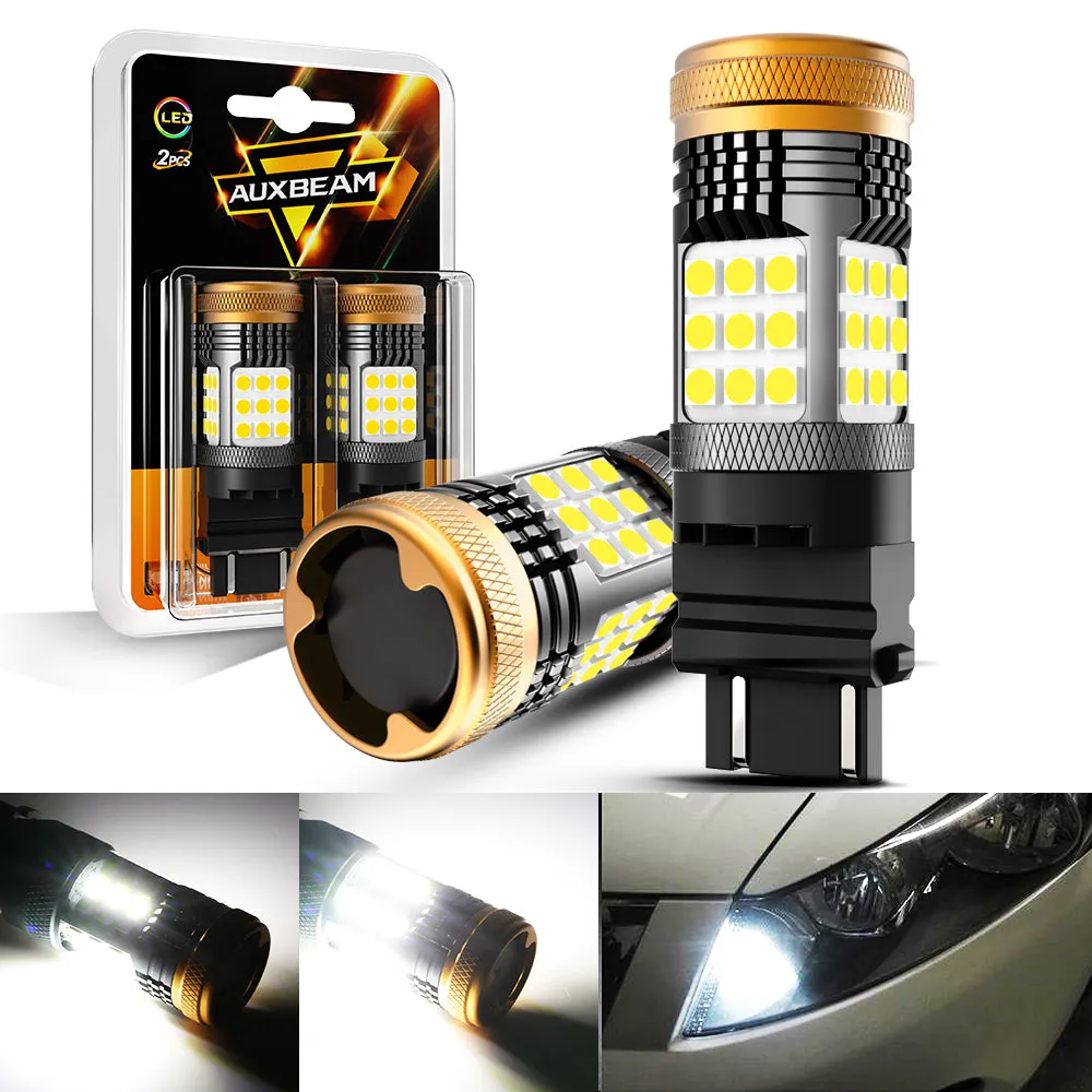 T25 3157 3156 LED Backup Reverse/Turn Signal/Brake Tail Light Bulbs 56W 600% High Brightness CAN-Bus Error Free 6500K White B21 Series | 2 Bulbs