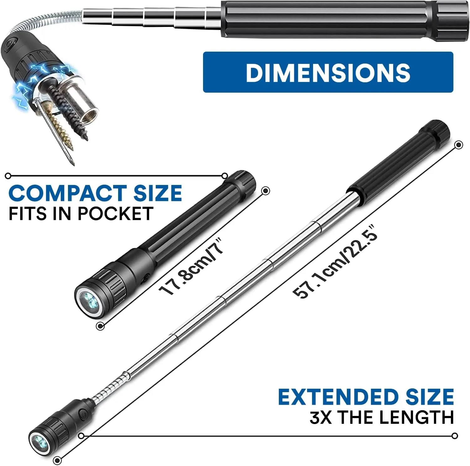 Telescoping Magnetic Pickup Tool Flashlight (DK30)