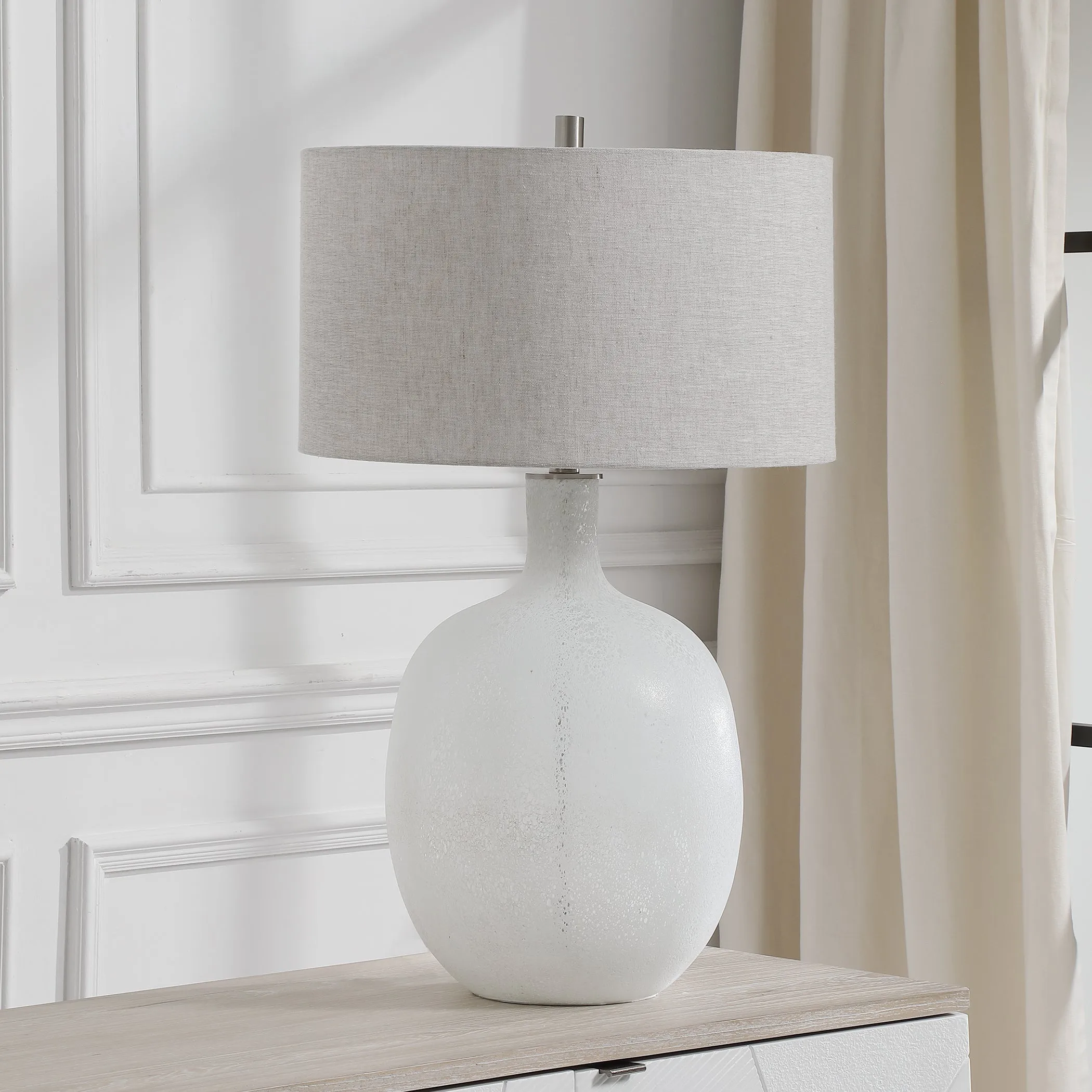 Uttermost Whiteout Mottled Glass Table Lamp