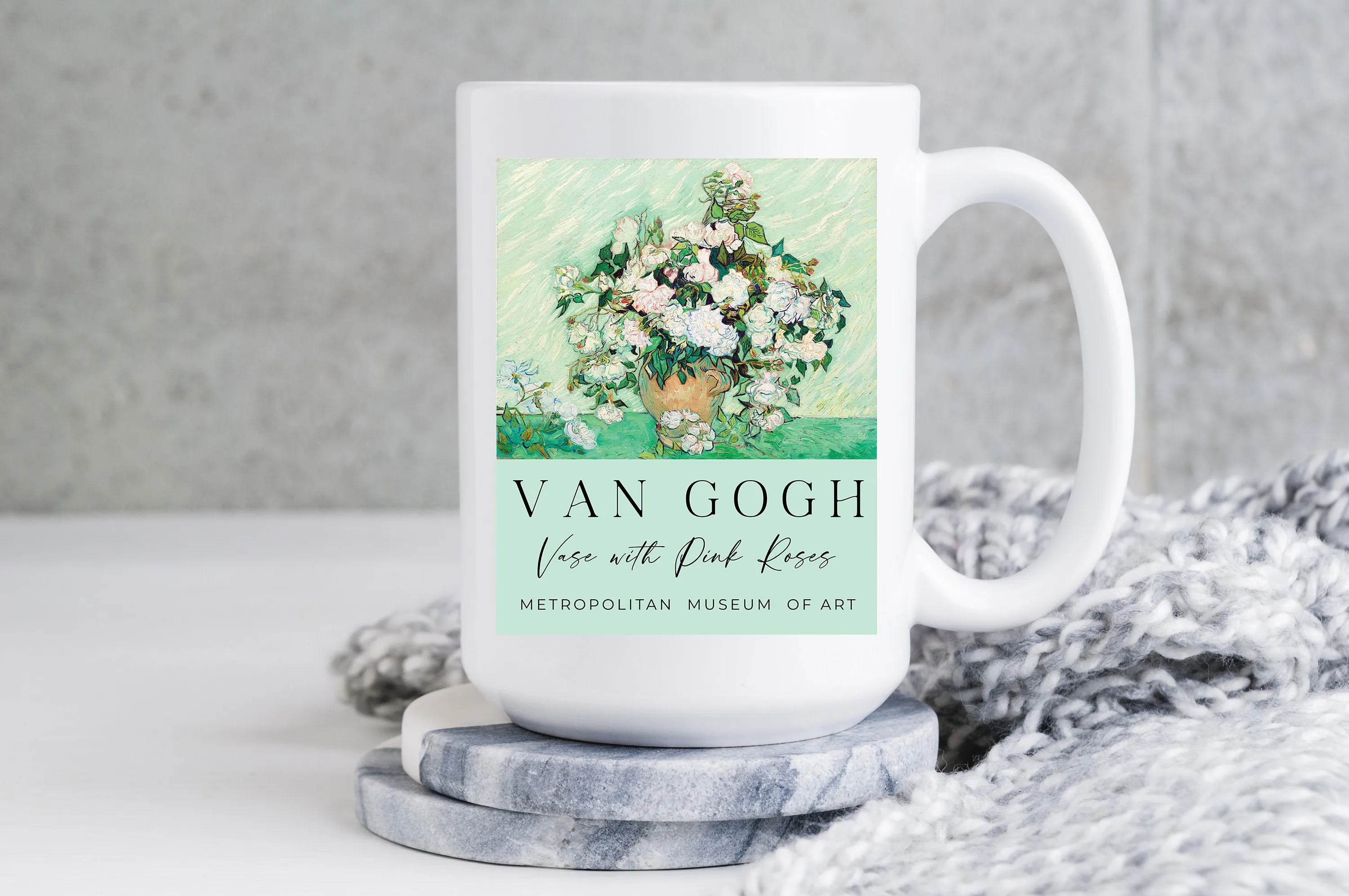 Van Gogh Vase Mug Roses Coffee Mug French Artist Vintage Art