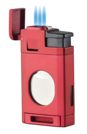 Visol LighCut Red Triple Torch Flame Lighter and Cigar Cutter