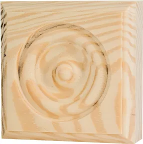 Waddell RTB35 Trim Block, 3-3/4 in H, 3-3/4 in W, Rosette Pattern, Pine Wood :EA: QUANTITY: 1