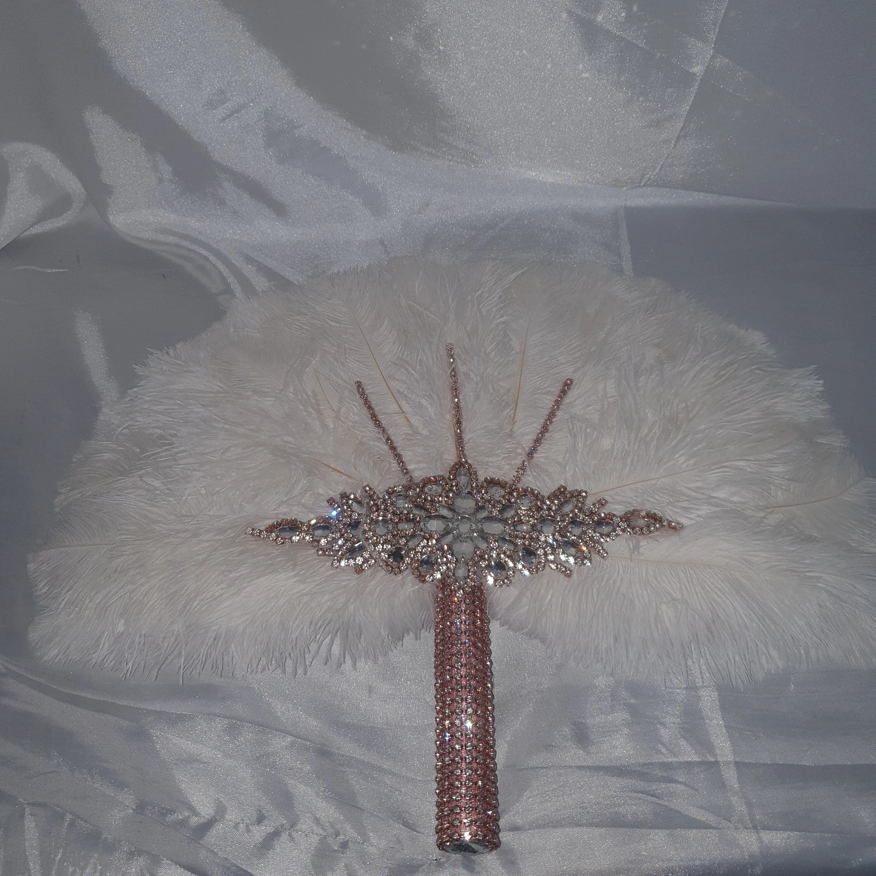 Wedding feather fan, brides ostrich fan, wedding hand fan, Great Gatsby  any colour as custom made to order by Crystal wedding uk