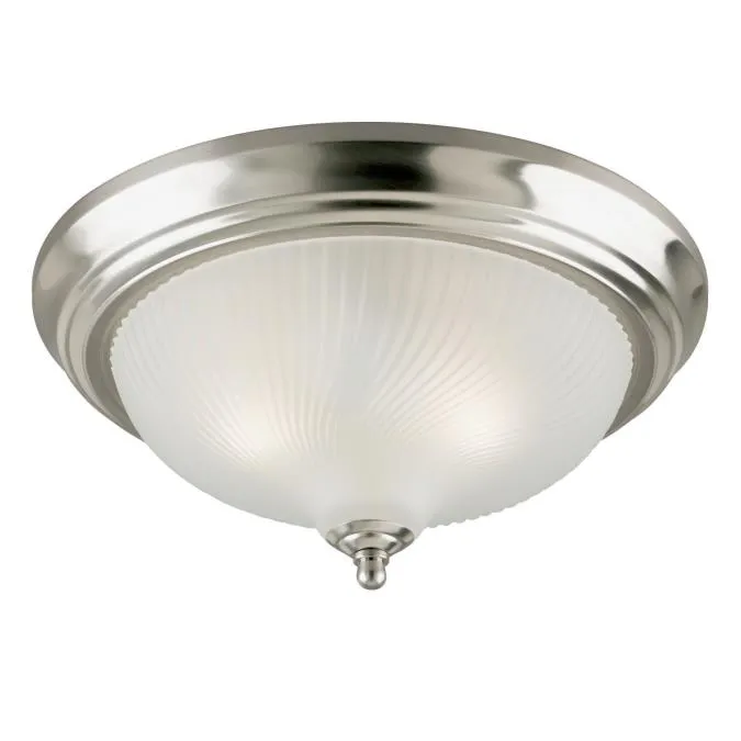 Westinghouse 6430500 2 Light Flush Brushed Nickel Finish with Frosted Swirl Glass