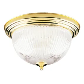 Westinghouse 6628200 2 Light Flush Polished Brass Finish with Crystal Ribbed Glass