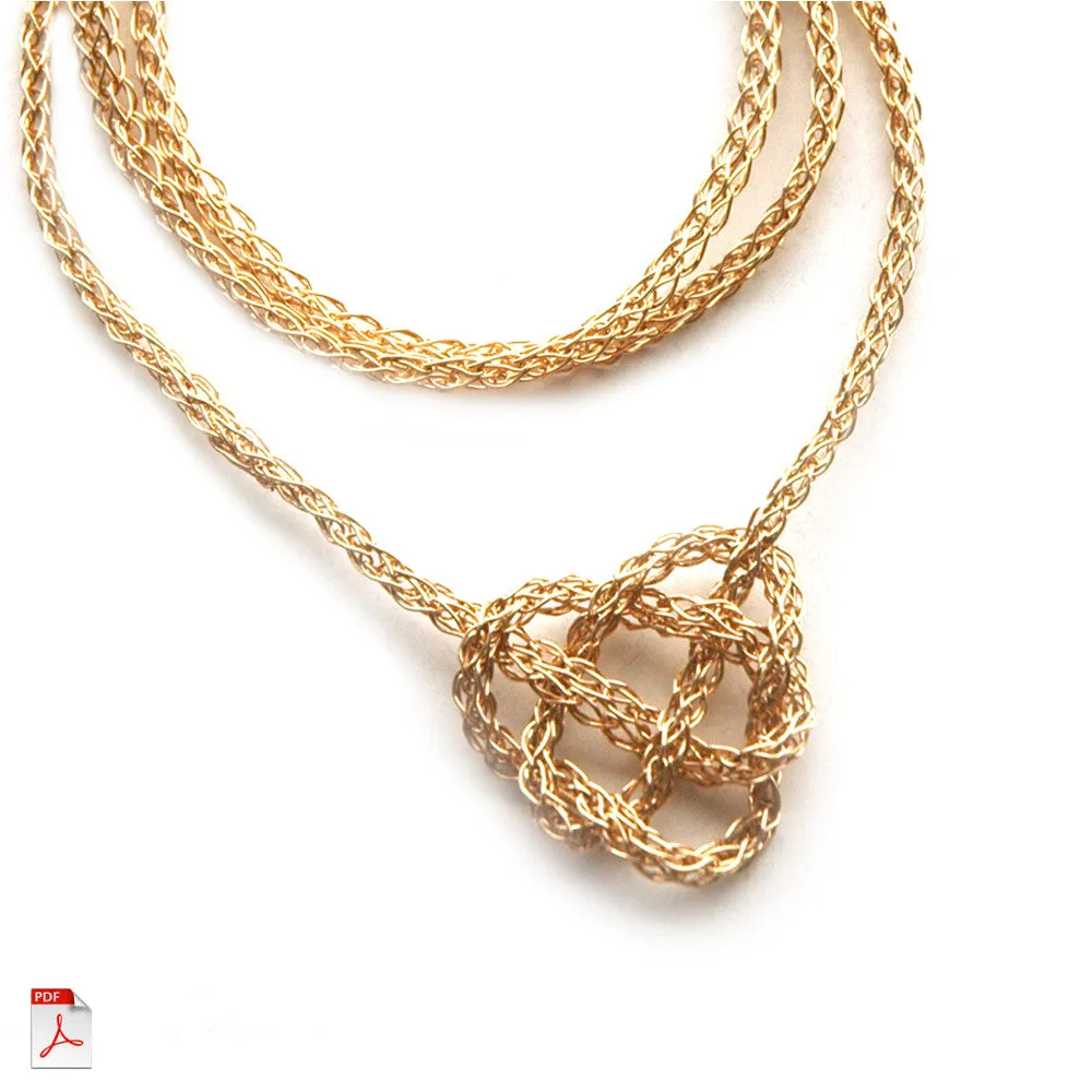 Wire Crochet Necklace - Celtic Heart Knot Necklace, a wire crochet PDF tutorial by Yoola