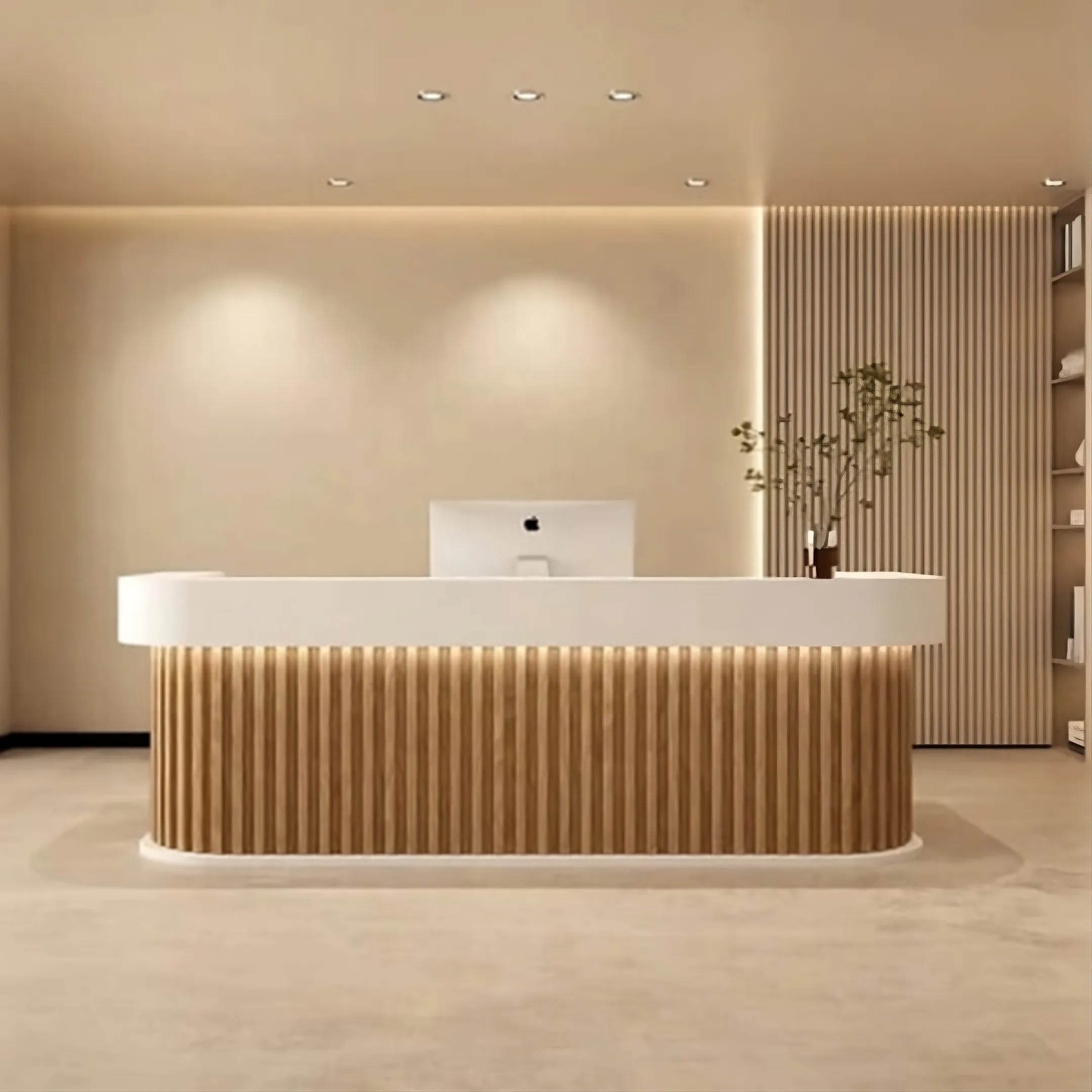 Wood Aura Reception Desk with LED