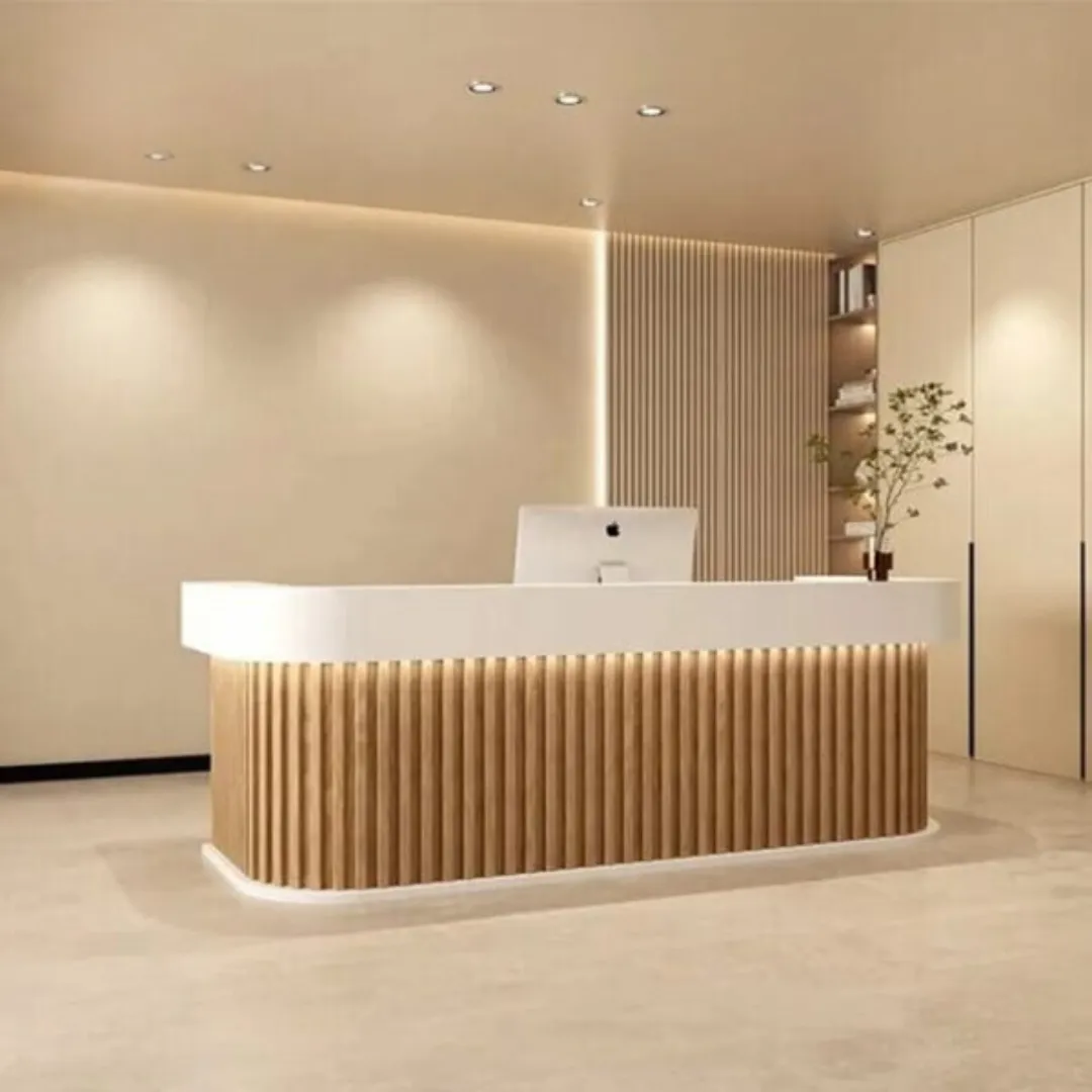 Wood Aura Reception Desk with LED