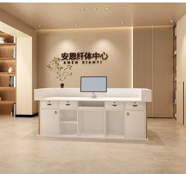 Wood Aura Reception Desk with LED