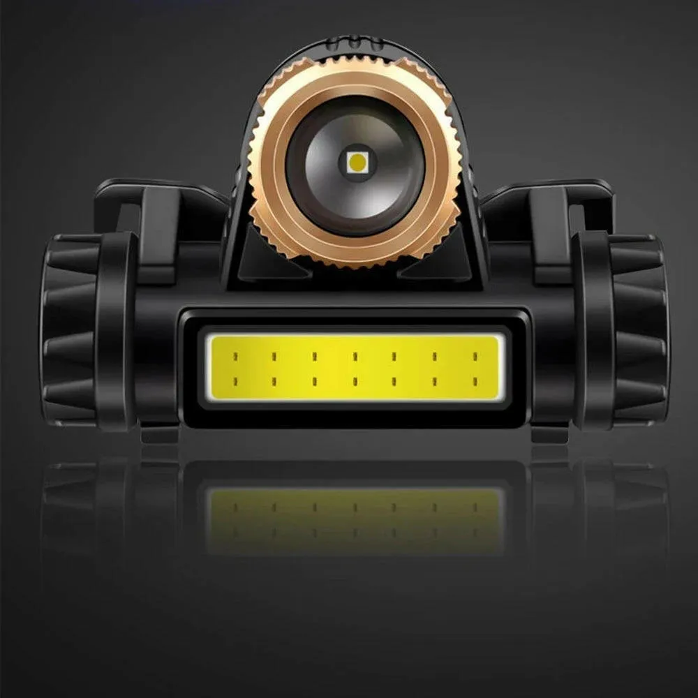 Zoomable Built-in Battery Camping Powerful LED Headlamp COB USB Rechargeable Headlight stepless dimming Torch Head Lamp Lantern